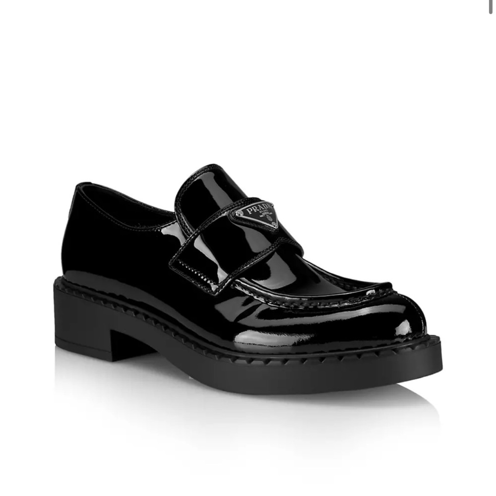 Prada Leather Triangle Logo Loafers